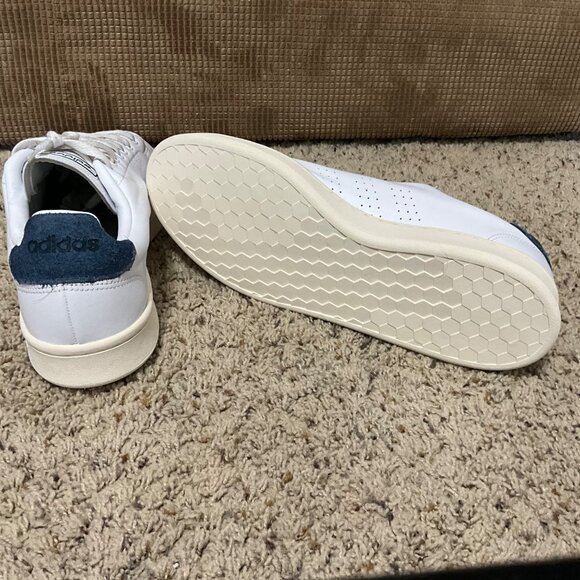 Adidas Advantage Clean White Leather Sneakers With Navy Heel Accent mens 12 - Picture 13 of 14
